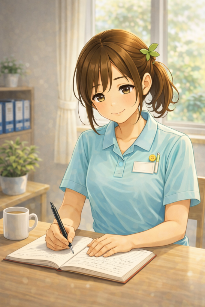 「介護職 辛い 辞めたい」介護職の女性が前向きな気持ちになっている画像